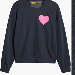 Aviator Nation Charcoal Sweatshirt with Pink Glitter Heart